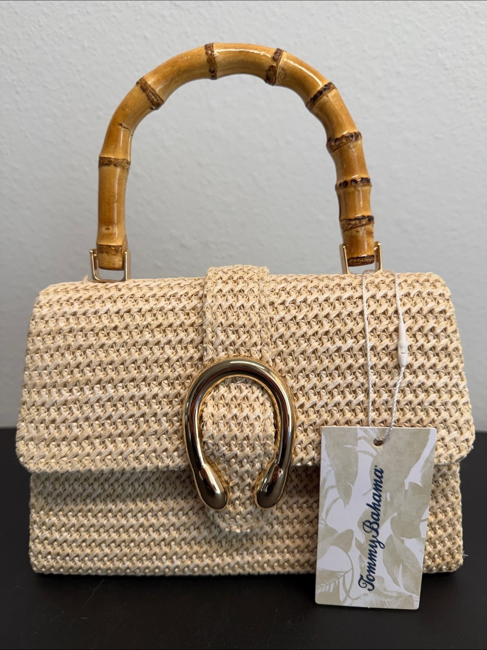 Tommy Bahama | Natural Clutch with Bamboo Handle & Snap Lock w/Crossbody 🌴
